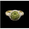 Image 2 : 0.96ctw Tsavorite and Diamond Ring - 14KT Yellow Gold