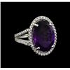Image 1 : 8.32ct Amethyst and Diamond Ring - 14KT White Gold