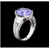 Image 3 : 4.41ct Tanzanite and Diamond Ring - 18KT White Gold