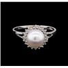 Image 2 : Pearl and Diamond Ring - 14KT White Gold