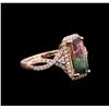 Image 2 : 2.04ct Bi-Color Tourmaline and Diamond Ring - 14KT Rose Gold