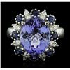 Image 1 : 14KT White Gold 6.56ct Tanzanite, Sapphire and Diamond Ring