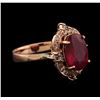 Image 2 : 14KT Rose Gold 4.38ct Ruby and Diamond Ring