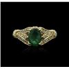 Image 2 : 14KT Yellow Gold 1.19ct Emerald and Diamond Ring