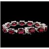 Image 2 : 46.40ctw Ruby and Diamond Bracelet - 14KT White Gold