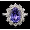 Image 2 : 14KT White Gold 4.25ct Tanzanite and Diamond Ring