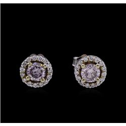 0.99ctw Light Pink Diamond Earrings - 14KT Two-Tone Gold