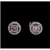 Image 1 : 0.99ctw Light Pink Diamond Earrings - 14KT Two-Tone Gold