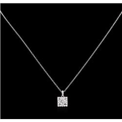 0.87ctw Diamond Pendant With Chain - 14KT-18KT White Gold