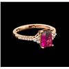 Image 1 : 1.39ct Tourmaline and Diamond Ring - 14KT Rose Gold