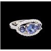 Image 1 : 1.27ct Tanzanite, Sapphire and Diamond Ring - 14KT White Gold