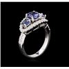 Image 3 : 1.27ct Tanzanite, Sapphire and Diamond Ring - 14KT White Gold