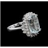 Image 1 : 14KT White Gold 6.08ct Aquamarine and Diamond Ring