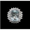 Image 2 : 14KT White Gold 6.08ct Aquamarine and Diamond Ring