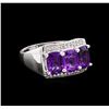 Image 1 : Crayola 2.40ctw Amethyst and White Sapphire Ring - .925 Silver