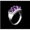 Image 4 : Crayola 2.40ctw Amethyst and White Sapphire Ring - .925 Silver