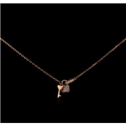 0.12ctw Diamond Lock and Key Pendant With Chain - 14KT Rose Gold