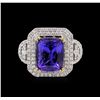 Image 2 : 14KT Two-Tone Gold 7.46ct Tanzanite and Diamond Ring