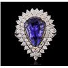 Image 2 : 14KT Two-Tone Gold 4.13ct Tanzanite and Diamond Ring