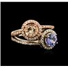 Image 2 : 14KT Two-Tone Gold 1.04ct Tanzanite, Morganite and Diamond Ring