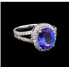 Image 1 : 2.97ct Tanzanite and Diamond Ring - 14KT White Gold