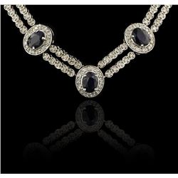 14KT White Gold 15.64ctw Sapphire and Diamond Necklace