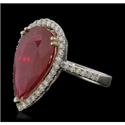 14KT White Gold 7.24ct Ruby and Diamond Ring