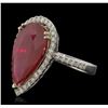 Image 1 : 14KT White Gold 7.24ct Ruby and Diamond Ring