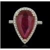 Image 2 : 14KT White Gold 7.24ct Ruby and Diamond Ring