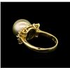 Image 3 : 0.66ctw Pearl and Diamond Ring - 14KT Yellow Gold