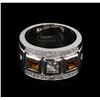 Image 2 : 0.54ctw Citrine and White Sapphire Ring - .925 Silver