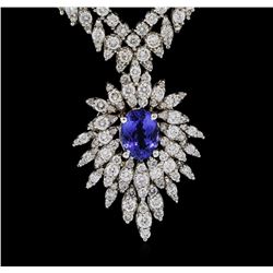 14KT White Gold 2.57ct Tanzanite and Diamond Necklace