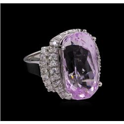 14KT White Gold GIA Certified 20.25ct Kunzite and Diamond Ring