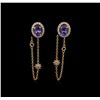 Image 1 : 2.05ctw Tanzanite and Diamond Earrings - 14KT Rose Gold