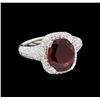 Image 1 : 4.05ct Ruby and Diamond Ring - 18KT White Gold