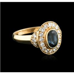 14KT Yellow Gold 1.00ct Sapphire and Diamond Ring