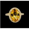 Image 2 : 4.80ct Citrine and Diamond Ring - 14KT Yellow Gold