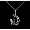 Image 1 : 0.61ctw Diamond Pendant With Chain - 14KT White Gold