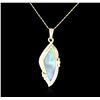 Image 1 : 14KT Yellow Gold 11.00ct Opal and Diamond Pendant With Chain