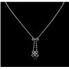 Image 1 : 0.69ct Blue Sapphire and Diamond Necklace - 18KT White Gold