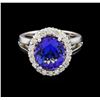 Image 2 : 4.28ct Tanzanite and Diamond Ring - 14KT White Gold