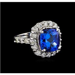 7.13ct Tanzanite and Diamond Ring - 14KT White Gold