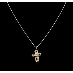 14KT Yellow Gold 0.35ctw Diamond Cross Pendant With Chain