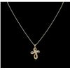 Image 1 : 14KT Yellow Gold 0.35ctw Diamond Cross Pendant With Chain