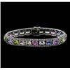 Image 1 : 28.38ctw Multi Color Sapphire and Diamond Bracelet - 18KT White Gold