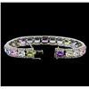 Image 3 : 28.38ctw Multi Color Sapphire and Diamond Bracelet - 18KT White Gold