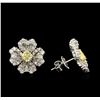 Image 2 : 3.93ctw Yellow Diamond Earrings - 18KT White Gold