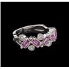 Image 1 : 0.71ctw Pink Sapphire and Diamond Ring - 14KT White Gold
