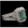 Image 1 : 14KT White Gold 2.23ct Emerald and Diamond Ring