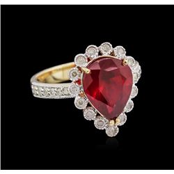 4.38ct Ruby and Diamond Ring - 14KT Yellow Gold